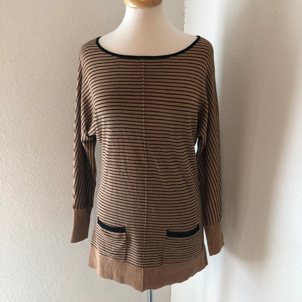 Halogen Striped Tunic Sweater with Pockets